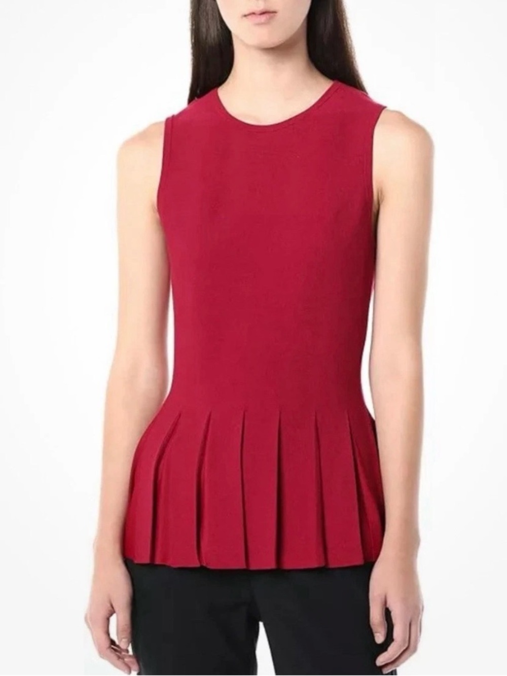 Theory Pleated Peplum Top Red Size Small